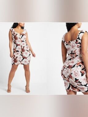 Express Stretch Linen Floral Sheath Dress Size M NWT